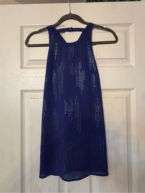 Blue Beaded High-Neck Women’s Dress